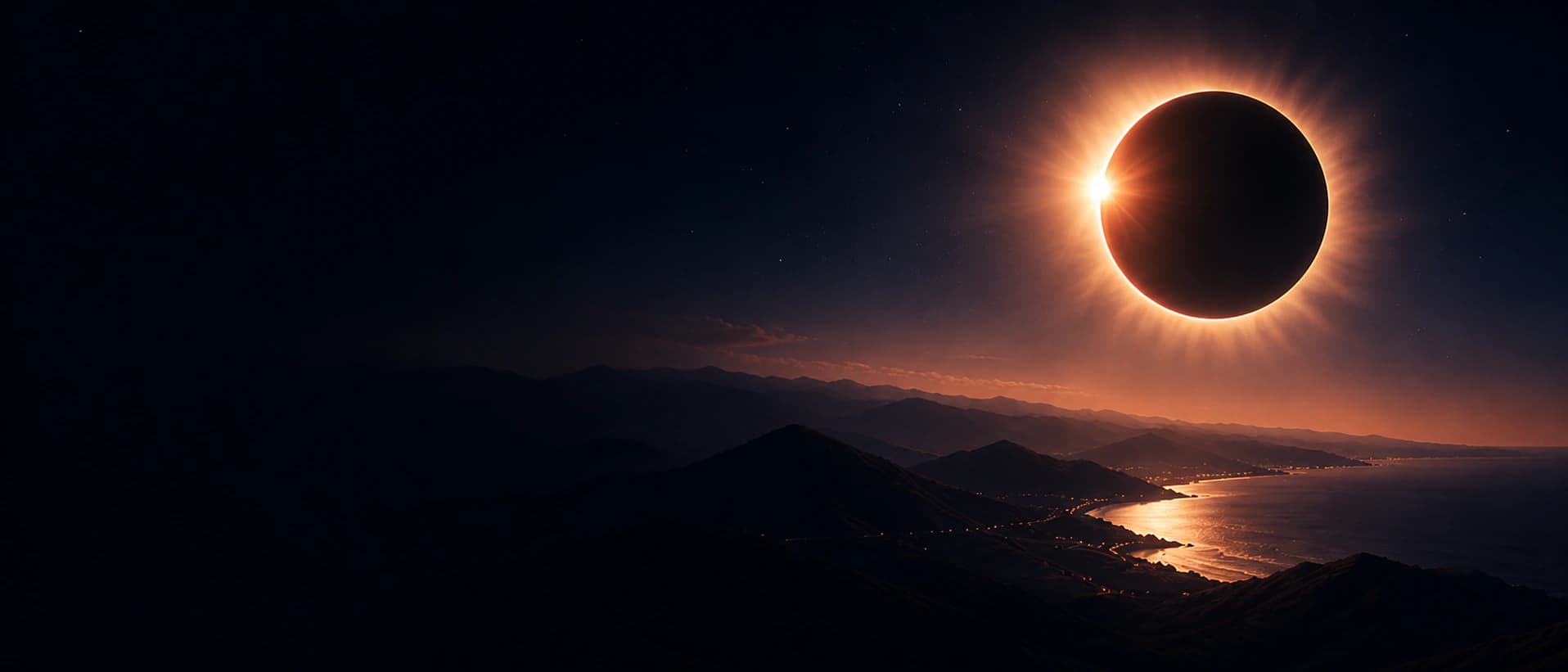 Eclipse solar total visto desde la Tierra con la corona del Sol visible