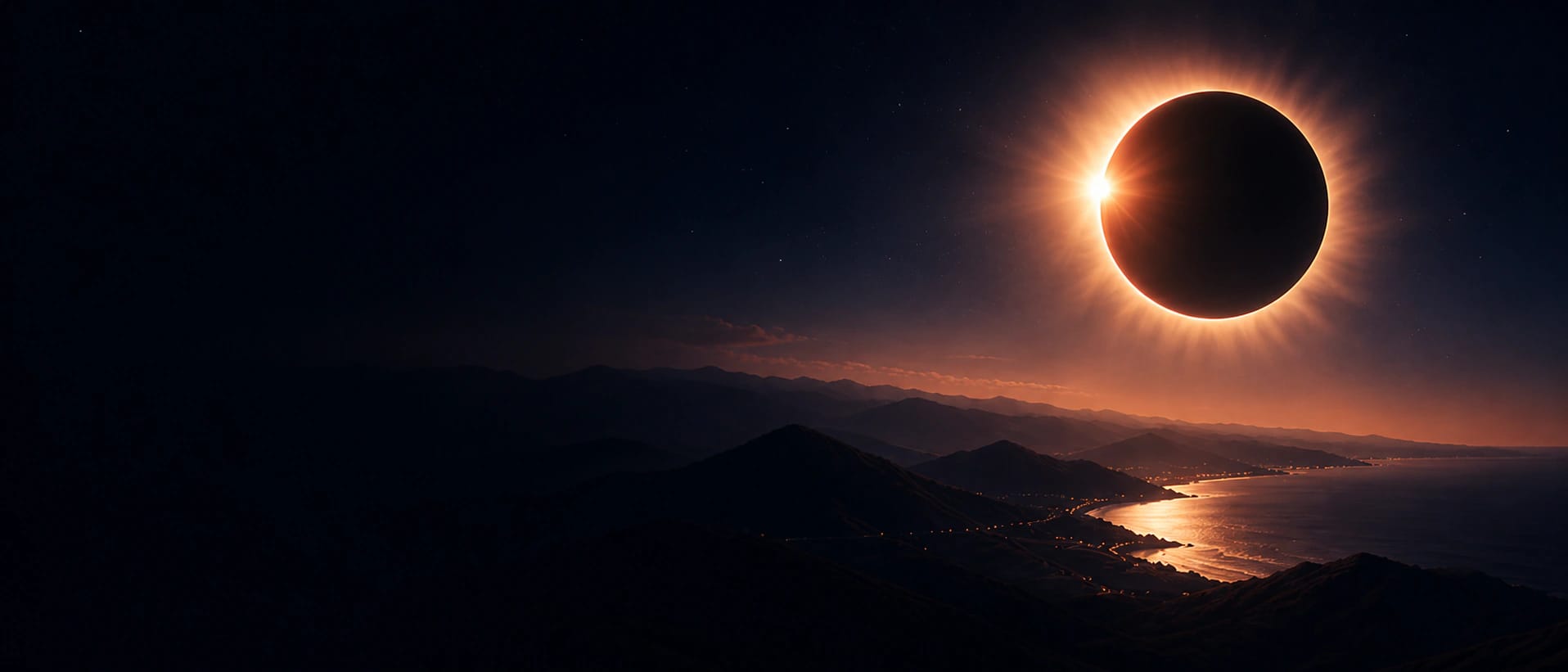 Eclipse solar total visto desde la Tierra con la corona del Sol visible